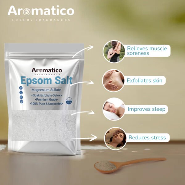 Epsom Bath Salt for relaxation & pain relief foot. Natural therapy for dead sea for bathing Magnesium Sulphate Aches & Unscented - 900gm - Image 3