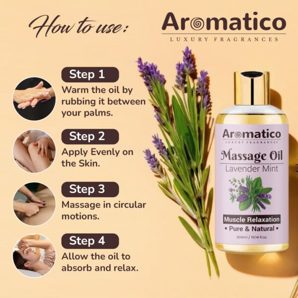 Lavender Mint Massage Oil. Seductive, Sensual Oil for Date Nights. Intimate, Romantic Massage Oil for Couples. Non-sticky Formula, 100% Natural - - 300ml Pack of 2 - Image 3