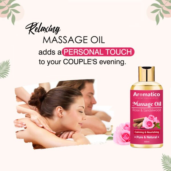 Rose & Sandalwood Massage Oil – 300ml, Elegant & Feminine Sensual Oil for Romantic Massages, Luxurious & Non-Sticky, 100% Natural, Perfect for Intimate Moments - Image 6