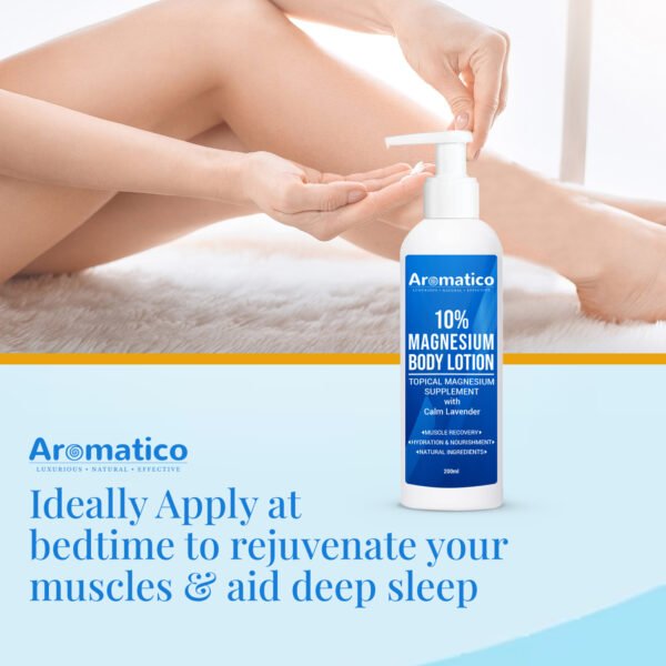 Magnesium Body Lotion. Topical Magnesium Supplement for Muscle Recovery, Skin Hydration & Nourishment. Non Greasy, Natural Ingredients – 200ml. - Image 2