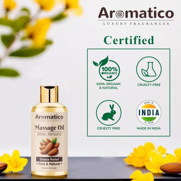 Almond Massage Oil. Hydrates & nourishes skin, soothes irritation, improves texture & promotes relaxation - 300ml. Rich in vitamins & essential fatty acids, enhances circulation. - Image 4