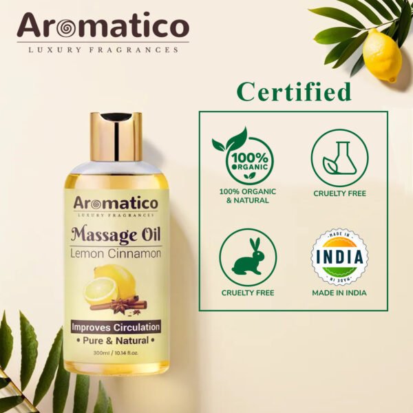 Lemon Cinnamon Massage Oil. Romantic Oil for Passionate Evenings - 300ml. Intimate Full Body Massage Oil for Couples. Non-sticky, Made of Only Natural Ingredients - Image 4