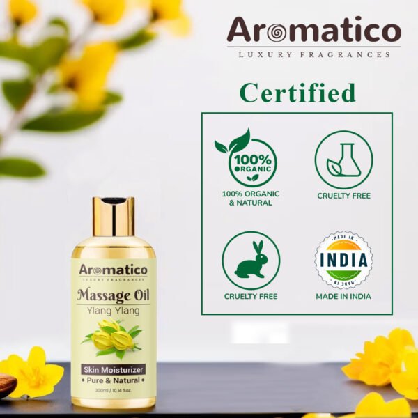 Ylang Ylang Massage Oil. Sunny, Sensual, Floral Fantasy for Date Nights - 300ml. Intimate, Romantic & Arousing Massage Oil for Couples. Non-sticky, 100% Pure & Natural - Image 4