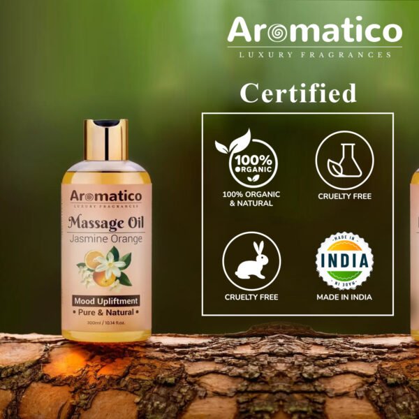 Jasmine Orange Massage Oil. Sensual Oil for Date Nights & Mood Upliftment - 300ml. Intimate, Romantic Massage Oil for Couples. Non-sticky, 100% Natural - Image 4