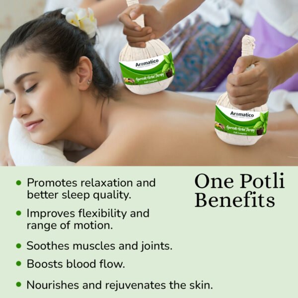 Ayurvedic Herbal Potli Compress with Neem & Turmeric, Pain Relief, Knee, Muscles Relaxation, Neck, Back, Legs, Increase Blood Circulation for Men Women – 180 GM. - Image 4