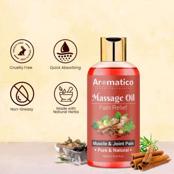 Pain Relief Massage Oil for Joint & Muscle Pain with Natural power of Ginger, Clove, Turmeric & Sesame Oils. Relaxes the body, relieves the muscles - 300ml - Image 4