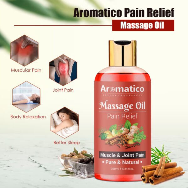 Pain Relief Massage Oil for Joint & Muscle Pain with Natural power of Ginger, Clove, Turmeric & Sesame Oils. Relaxes the body, relieves the muscles - 300ml - Image 5