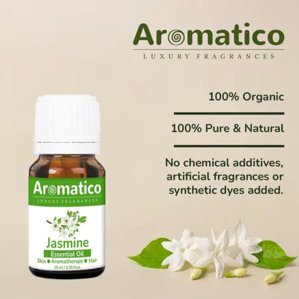 Jasmine Essential Oil for Skin, Hair Growth, Bathing, Diffuser, Home Fragrance & Soap Making. Aromatherapy Fragrance & Massage, Stress Relief -10ml - Image 3