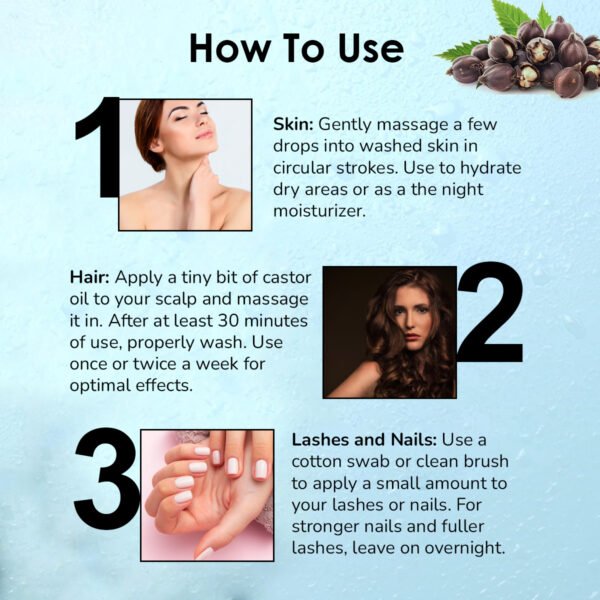 100% Pure Cold-Pressed Castor Oil - 200ml. Promotes hair growth & hair health. Moisturizes Skin, Helps Reduce Wrinkles. Virgin Grade. For All Hair & Skin Types. - Image 6