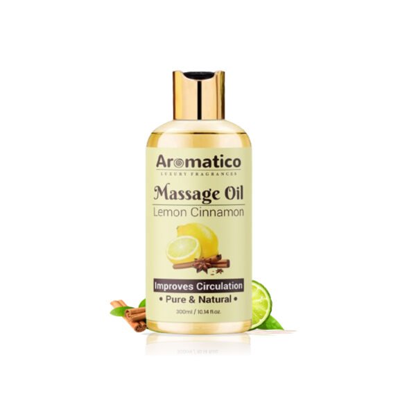 Lemon Cinnamon Massage Oil. Romantic Oil for Passionate Evenings - 300ml. Intimate Full Body Massage Oil for Couples. Non-sticky, Made of Only Natural Ingredients