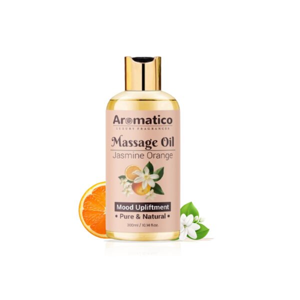 Jasmine Orange Massage Oil. Sensual Oil for Date Nights & Mood Upliftment - 300ml. Intimate, Romantic Massage Oil for Couples. Non-sticky, 100% Natural