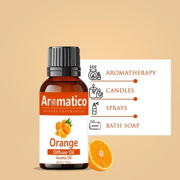 Orange Diffuser Oil for Long-Lasting Fragrance. Premium Aroma Oil for Aromatherapy, Meditation & Concentration. Versatile Use in Diffusers, Air Fresheners - 30ml - Image 2