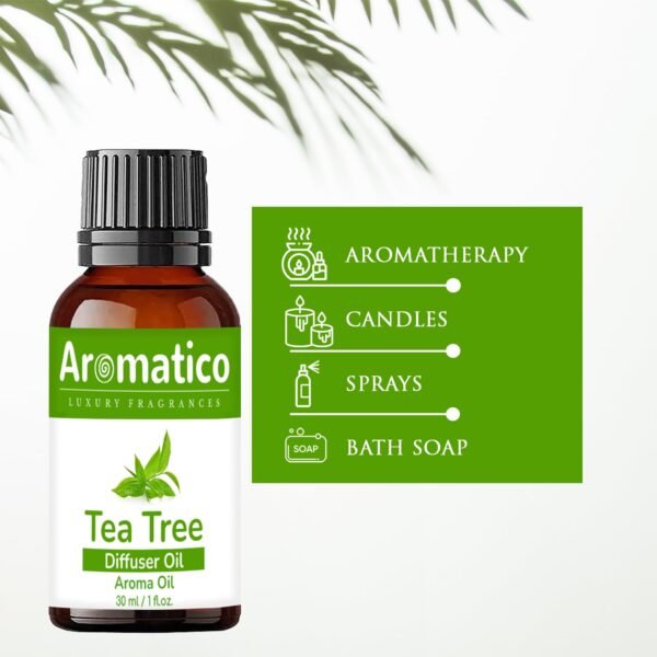 Tea Tree Diffuser Oil for Long-Lasting - Premium Home Fragrance Oil for Aromatherapy, Meditation & Concentration - Versatile Use in Diffusers, Air Fresheners | 30ml - Image 2
