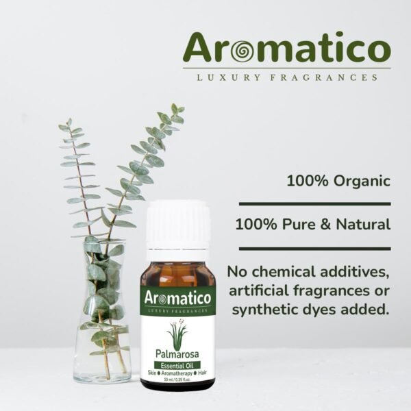 Palmarosa Essential Oil 100% Pure Natural & Undiluted Therapeutic Grade for Dry Skin Care and Aromatherapy - 10ml - Image 3