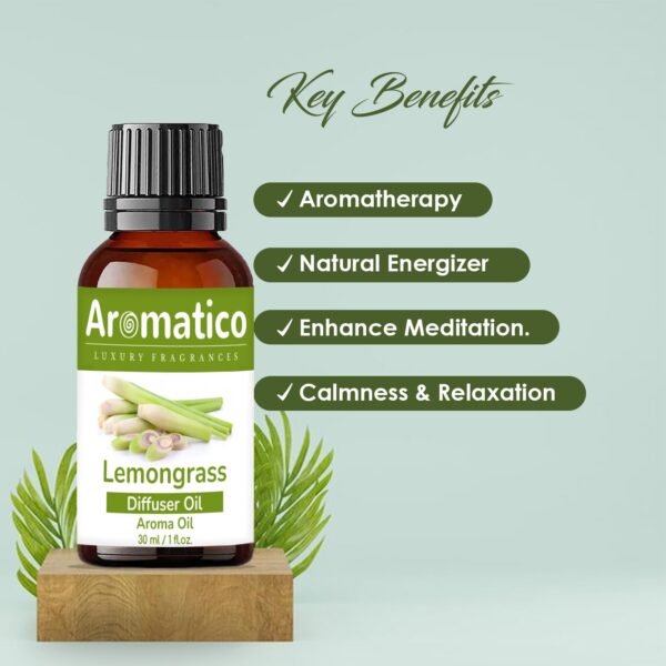 Lemongrass Diffuser Oil for Long-Lasting - Home Fragrance & Aromatherapy | Meditation | Concentration - Versatile Use in Diffusers, Air Fresheners | 30ml - Image 4