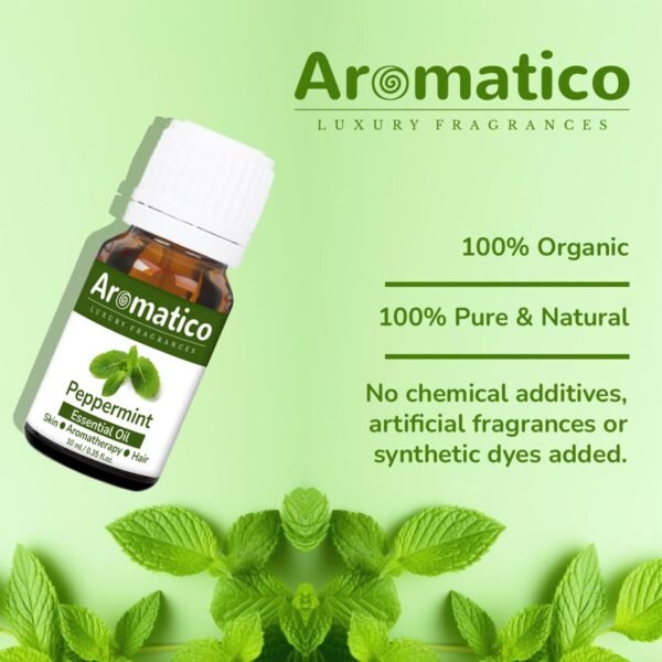 Peppermint Essential Oil for Skin & Hair Care, Scalp, Aromatherapy |100% Pure & Natural Therapeutic Grade, Undiluted - 10ml - Image 3