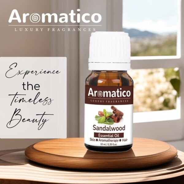 Sandalwood Essential Oil for Aroma Therapy, Stress Relief & Relaxation - Organic Oil for Aromatherapy, Diffuser, Soap & Candle Making 10ml - Image 2