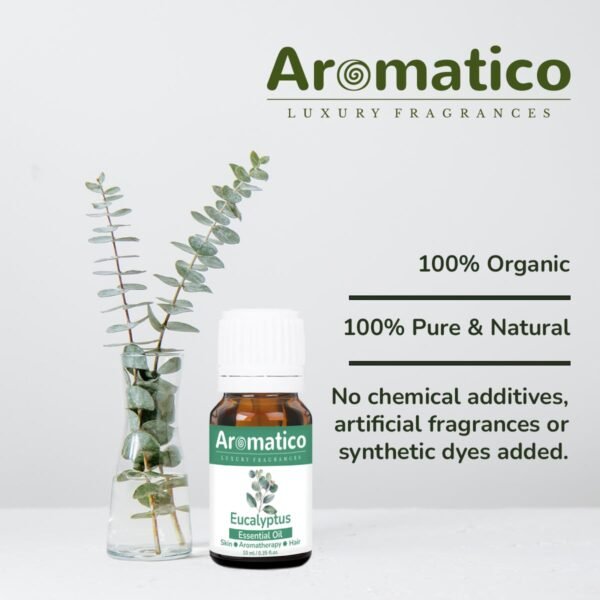 Eucalyptus Essential Oil, Therapeutic Grade, Perfect For Steam Inhalation, Massage, Mosquitoes Repellent, Aromatherapy, Relaxation, Skin Therapy, Hair Care & Diffuser - 10ml - Image 2
