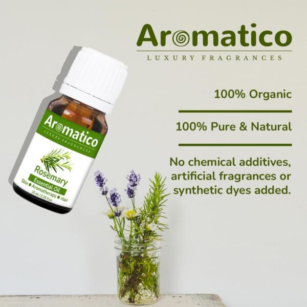 Rosemary Essential Oil for Hair Growth, Hair Fall Control and Moisturizes Skin & Nourishes | Rosemary Oil | Organic 100% Pure, Natural, Undiluted | 10ml - Image 2