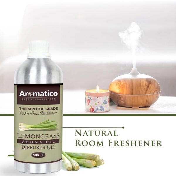 Lemongrass Diffuser Oil for Long-Lasting - Home Fragrance & Aromatherapy | Meditation | Concentration - Versatile Use in Diffusers, Air Fresheners | 500ML - Image 3