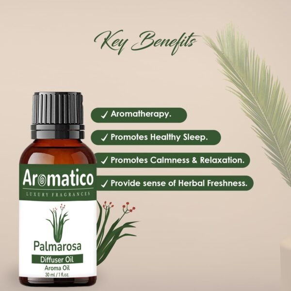 Palmarosa Diffuser Oil | Fresh and Long Lasting Fragrance for Office, Home, Spa & Restaurant | Aroma Essential Aroma Diffuser Oil | 30ML - Image 2