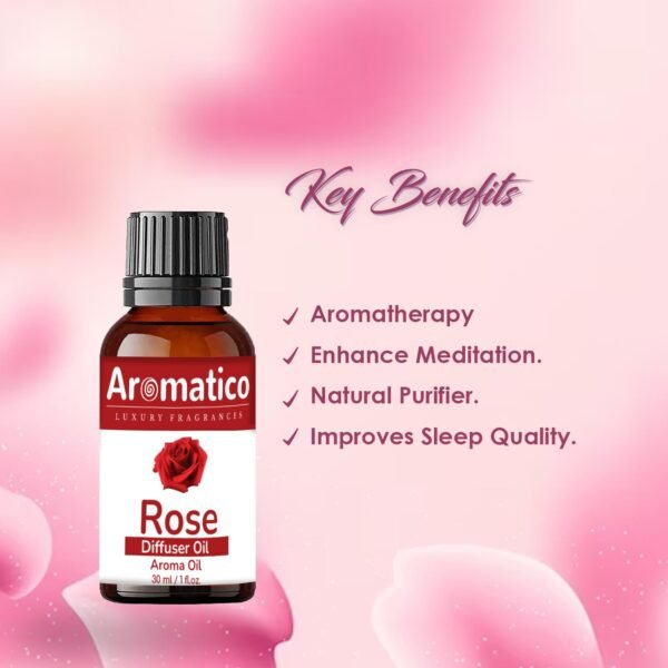 Rose Diffuser Oil for Long-Lasting - Premium Home Fragrance Oil for Aromatherapy, Meditation & Concentration - Versatile Use in Diffusers, Air Fresheners - 30ml - Image 3