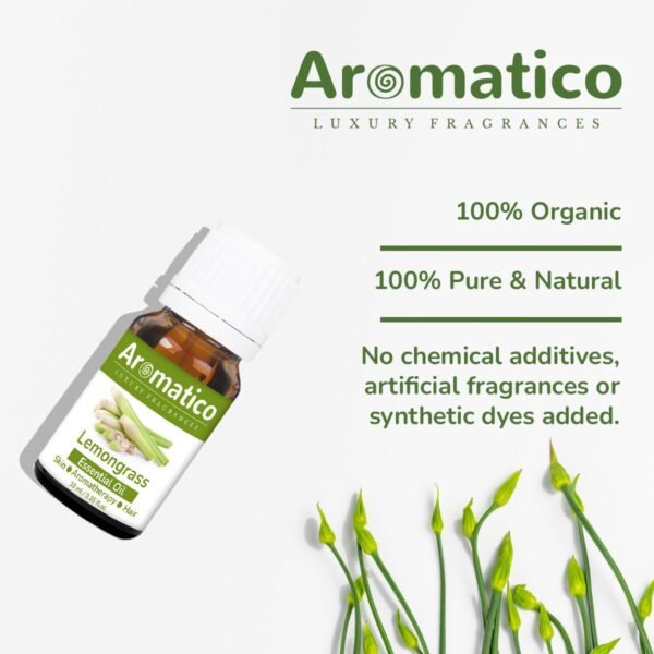 Lemongrass Essential Oil Enhance Skin Brightness, Elevate Hair Luster | Renewing Care for Face, Scalp & Skin. Pure, Natural & Undiluted -10ml - Image 2