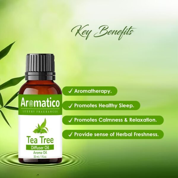 Tea Tree Diffuser Oil for Long-Lasting - Premium Home Fragrance Oil for Aromatherapy, Meditation & Concentration - Versatile Use in Diffusers, Air Fresheners | 30ml - Image 3