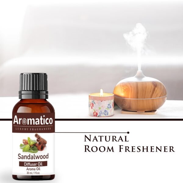 Sandalwood Diffuser Oil for Long-Lasting - Premium Home Fragrance Oil for Aromatherapy, Meditation & Concentration - Versatile Use in Diffusers, Air Fresheners | 30ml - Image 3