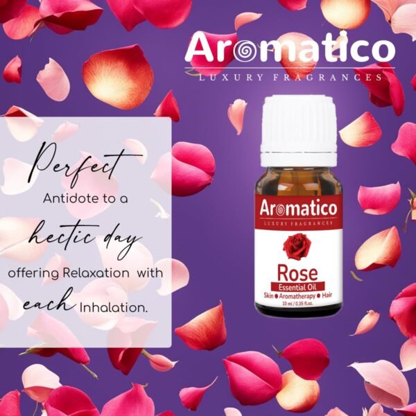 Rose Essential Oil Best for Aromatherapy | Helps in concentration & meditation | Used in Diffusers, Candles, Air Fresheners, Soaps - 10ml - Image 6