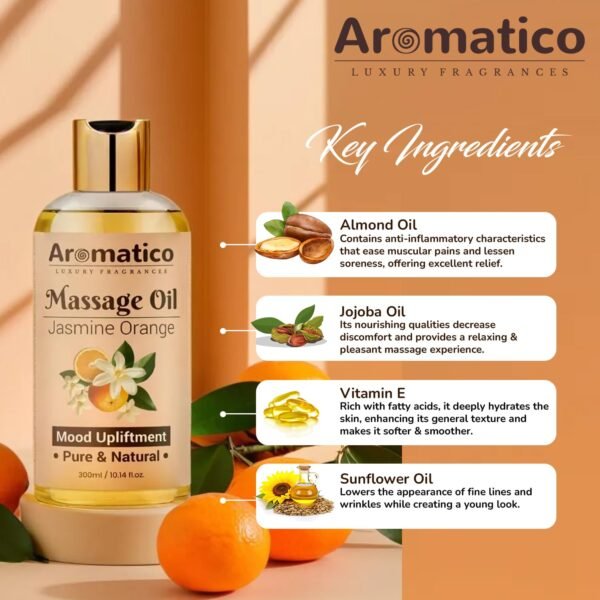 Lavender Mint & Jasmine Orange Massage Oils Pack of 2. For Mood Upliftment, Muscle Relaxation & Skin Nourishment, 100% Natural, Non-Sticky – 300ml Pack of 2 - Image 5