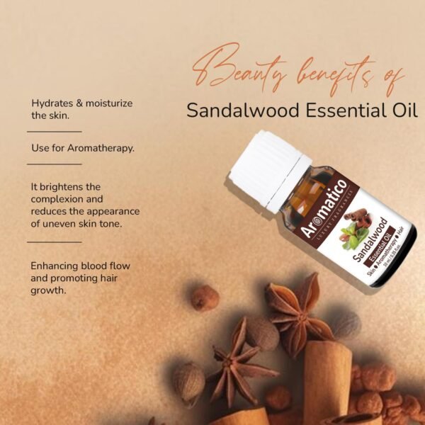 Sandalwood Essential Oil for Aroma Therapy, Stress Relief & Relaxation - Organic Oil for Aromatherapy, Diffuser, Soap & Candle Making 10ml - Image 6