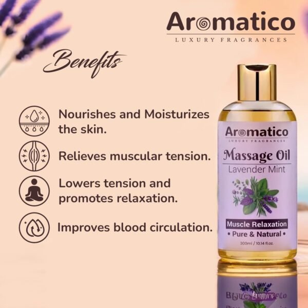 Lavender Mint & Jasmine Orange Massage Oils Pack of 2. For Mood Upliftment, Muscle Relaxation & Skin Nourishment, 100% Natural, Non-Sticky – 300ml Pack of 2 - Image 2