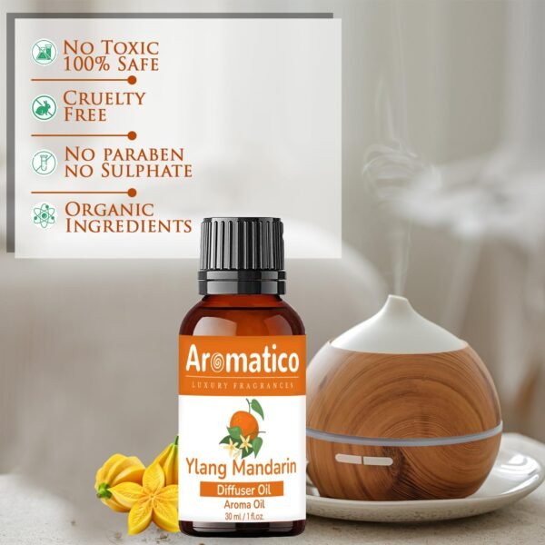 Ylang Mandarin Diffuser Oil | Long Lasting Scented Home Fragrance | Natural Essential diffuser Oil Fragrance Sleep & Pure Aromatherapy | 30ML - Image 3