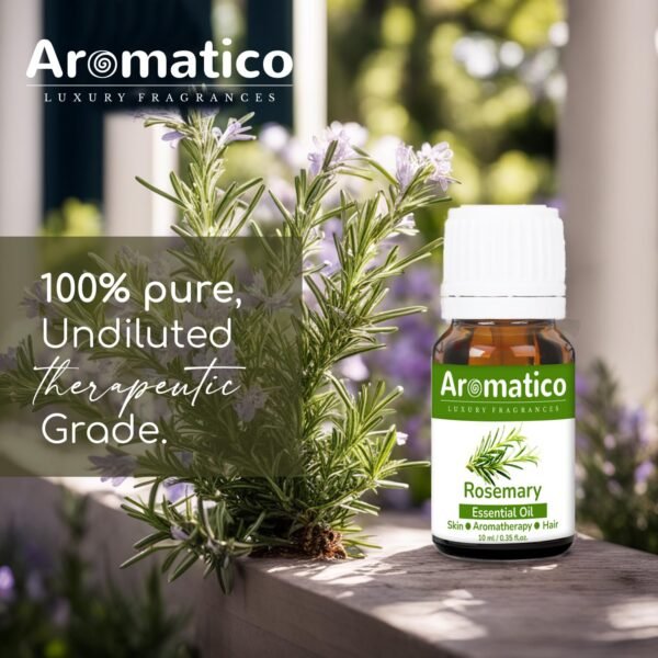 Rosemary Essential Oil for Hair Growth, Hair Fall Control and Moisturizes Skin & Nourishes | Rosemary Oil | Organic 100% Pure, Natural, Undiluted | 10ml - Image 3