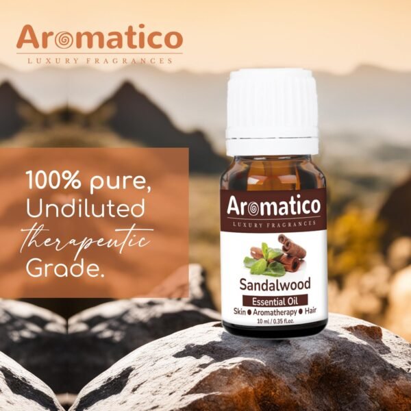 Sandalwood Essential Oil for Aroma Therapy, Stress Relief & Relaxation - Organic Oil for Aromatherapy, Diffuser, Soap & Candle Making 10ml - Image 4