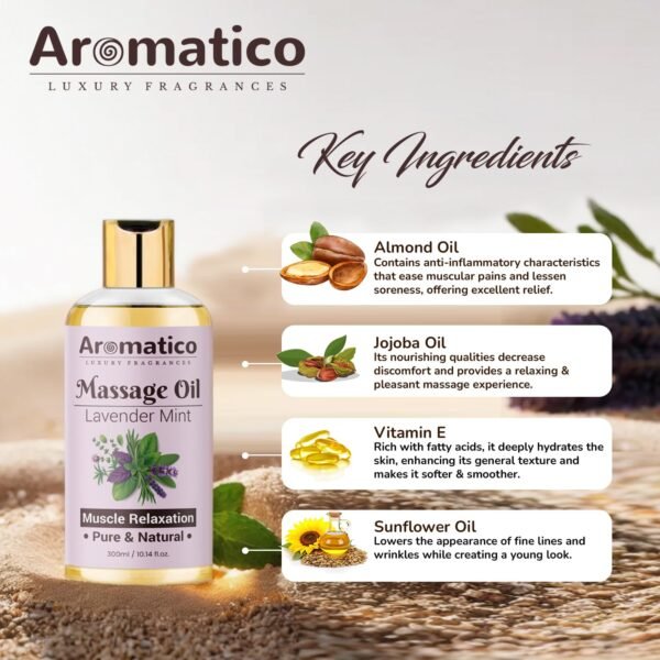 Lavender Mint & Jasmine Orange Massage Oils Pack of 2. For Mood Upliftment, Muscle Relaxation & Skin Nourishment, 100% Natural, Non-Sticky – 300ml Pack of 2 - Image 4