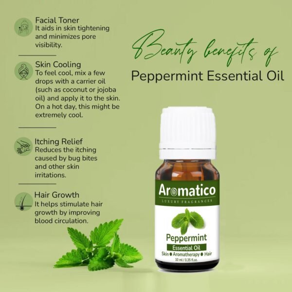 Peppermint Essential Oil for Skin & Hair Care, Scalp, Aromatherapy |100% Pure & Natural Therapeutic Grade, Undiluted - 10ml - Image 6