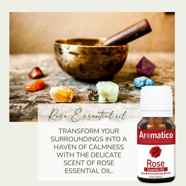 Rose Essential Oil Best for Aromatherapy | Helps in concentration & meditation | Used in Diffusers, Candles, Air Fresheners, Soaps - 10ml - Image 5