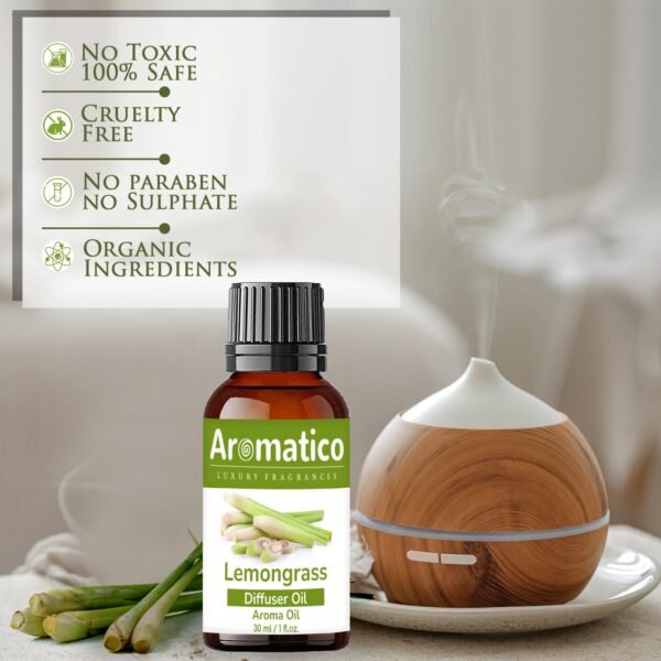 Lemongrass Diffuser Oil for Long-Lasting - Home Fragrance & Aromatherapy | Meditation | Concentration - Versatile Use in Diffusers, Air Fresheners | 30ml - Image 6