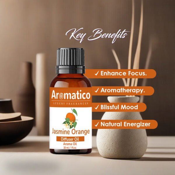 Jasmine Orange Diffuser Oil For Relax Calm Mood, Natural Homely Fragrance & Aromatherapy | Long Lasting Fragrance for Office, Home, Spa & Restaurant | 30ML - Image 2