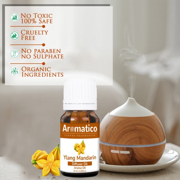 Ylang Mandarin Diffuser Oil Relaxing and Sweet Aroma | Long Lasting Scented Home Fragrance | Natural Essential diffuser Oil Fragrance Sleep & Pure Aromatherapy | 10ML - Image 3
