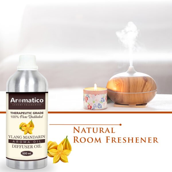 Ylang Mandarin Diffuser Oil with Strong, Long-Lasting Aroma. Premium Aroma Oil for Homes, Offices & Showrooms. Aromatherapy, Diffusers, Air Purifiers, Vaporizers - 500ML - Image 5
