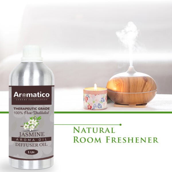 Jasmine Diffuser Oil with Strong, Long-Lasting Aroma. Premium Aroma Oil for Homes, Offices & Showrooms. Aromatherapy, Diffusers, Air Purifiers, Vaporizers - 1 Liter (1000 ml) - Image 5
