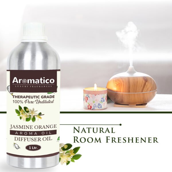 Jasmine Orange Diffuser Oil with Strong, Long-Lasting Aroma. Premium Aroma Oil for Homes, Offices & Showrooms. Aromatherapy, Diffusers, Air Purifiers, Vaporizers - 1 Liter (1000 ml) - Image 5