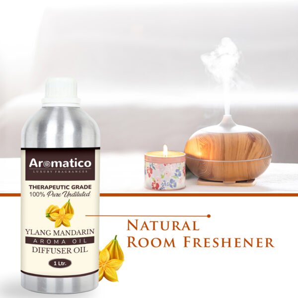 Ylang Mandarin Diffuser Oil with Strong, Long-Lasting Aroma. Premium Aroma Oil for Homes, Offices & Showrooms. For Aromatherapy, Diffusers, Air Purifiers, Vaporizers - 1 Liter (1000 ml) - Image 5