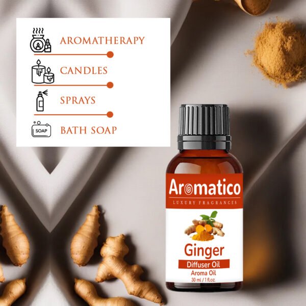 Ginger Diffuser Oil For Relax Calm Mood, Natural Homely Fragrance, Anxiety Free Sleep & Pure Aromatherapy | 30ML - Image 6