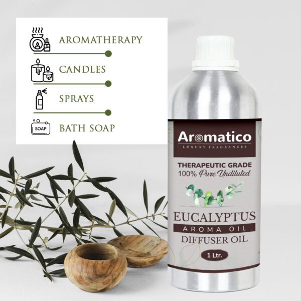 Eucalyptus Diffuser Oil with Strong, Long-Lasting Aroma. Premium Aroma Oil for Homes, Offices & Showrooms. Aromatherapy, Diffusers, Air Purifiers, Vaporizers - 1 Liter (1000 ml) - Image 6