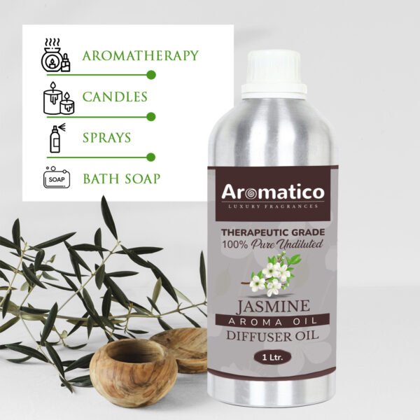 Jasmine Diffuser Oil with Strong, Long-Lasting Aroma. Premium Aroma Oil for Homes, Offices & Showrooms. Aromatherapy, Diffusers, Air Purifiers, Vaporizers - 1 Liter (1000 ml) - Image 6