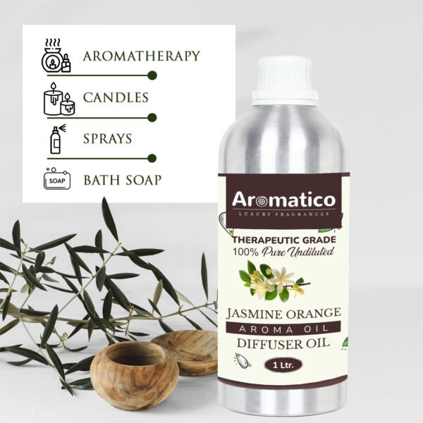 Jasmine Orange Diffuser Oil with Strong, Long-Lasting Aroma. Premium Aroma Oil for Homes, Offices & Showrooms. Aromatherapy, Diffusers, Air Purifiers, Vaporizers - 1 Liter (1000 ml) - Image 6